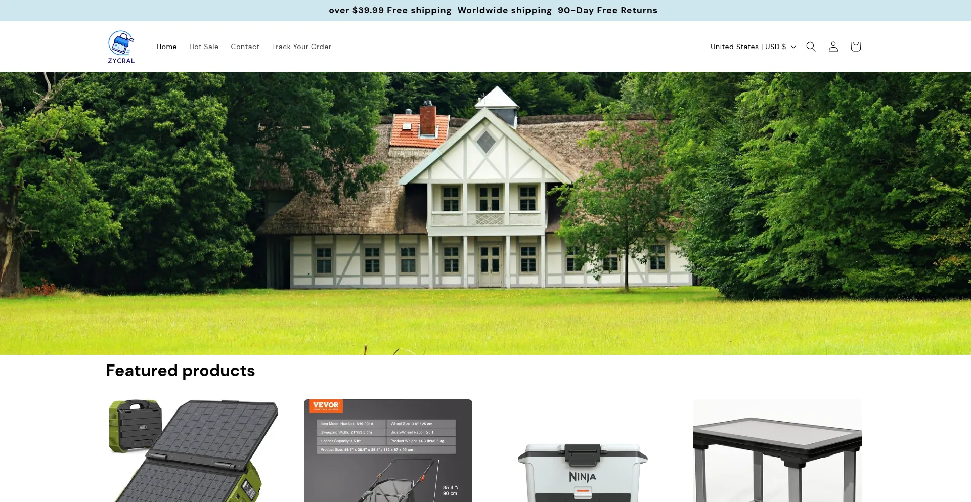 Website screenshot of Zycral.shop