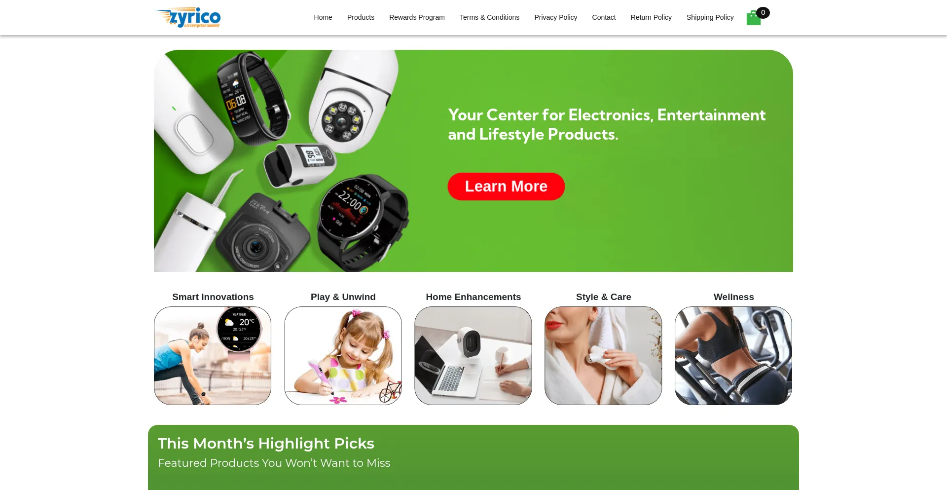 Website screenshot of Zyrico.com